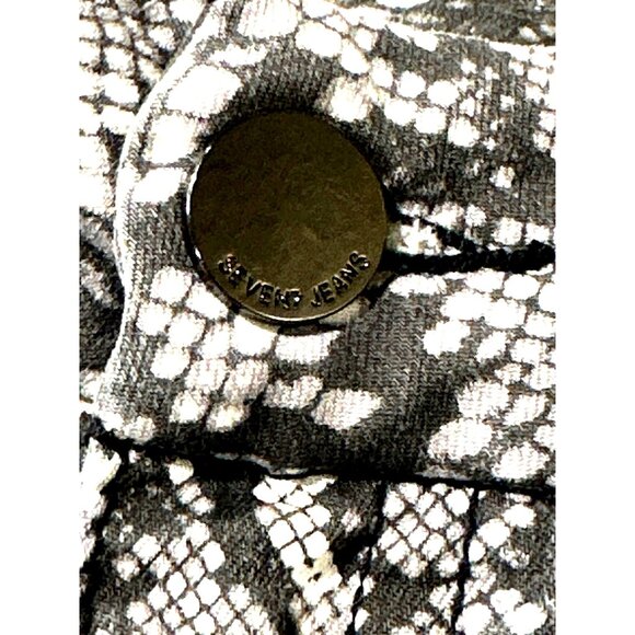 Seven7 Tummyless High Rise Skinny Jeans Black White Snakeskin Print Stretch Sz 6 - Picture 5 of 13